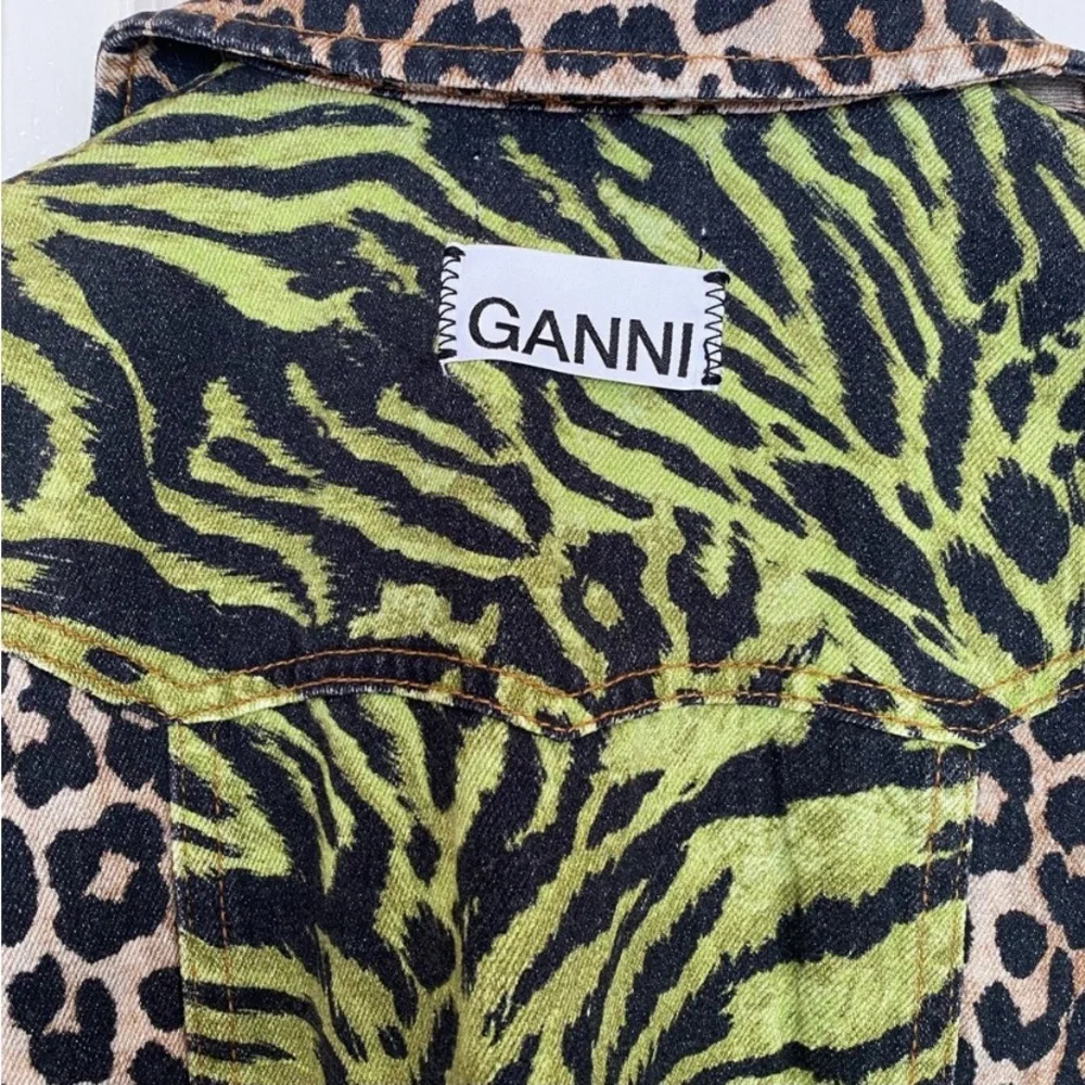 Gianni Green /Brown Leopard Animal Print Shirt/ Dress Jacket SZ 0/32 - Picture 4 of 7